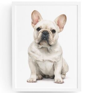 Watercolor French Bulldog Pet Portrait Wall Art Print Poster Unframed - Cute Dog